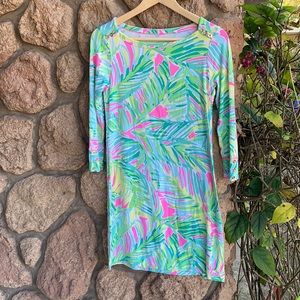 Lilly Pulitzer Palm print dress 3/4 sleeves size small